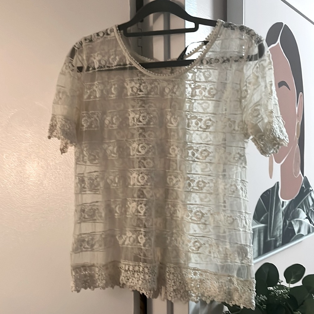 Lace button back blouse
